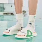 PEAK TAICHI LIGHTWIGHT SLIPPERS - OFF WHITE / LIGHT GREEN – Image 2