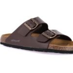 DOUBLE-BUCKLE SLIPPER - BROWN