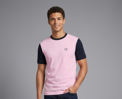 T-shirt EDEN PARK à manches courtes en coton rose coupe droite