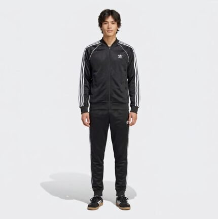 ENSEMBLE ADIDAS ORIGINALS Men's Black SST Zip Hoodie with Side Stripes